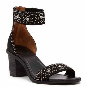 Frye Brielle Deco Sandal in Black Suede
